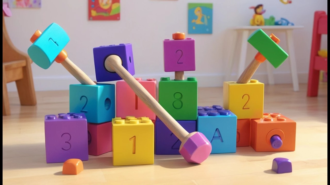 Eight Little Toy Hammers Tap Tap Tap | Fun Construction & Counting Song