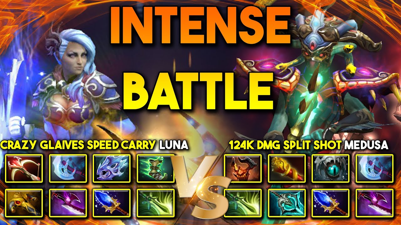 INTENSE LATE GAME BATTLE | CRAZY GLAIVES SPEED CARRY LUNA VS. 124K DMG SPLIT SHOT MEDUSA