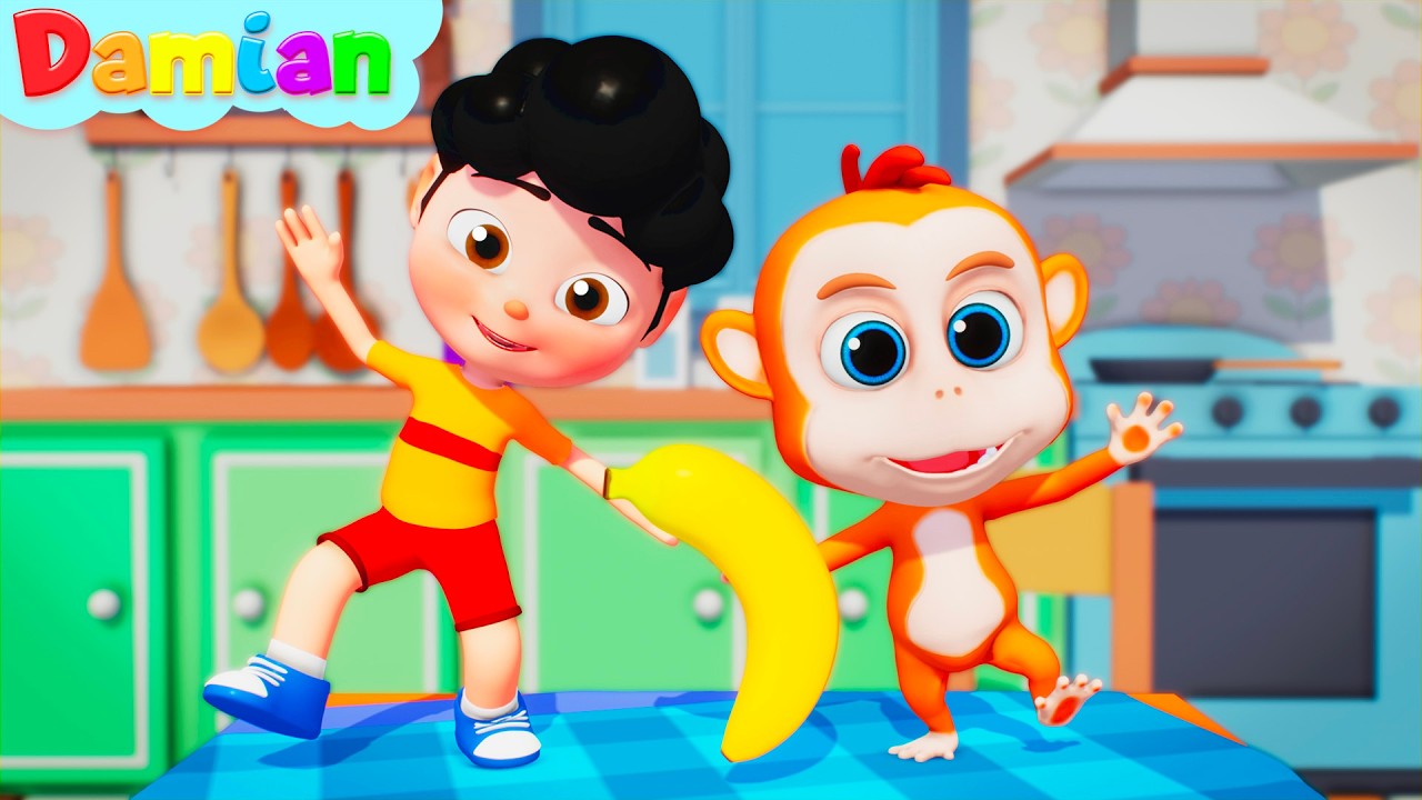 5 little Monkey, Yes Papa Song 🍌🐵 | Damian Nursery Rhymes & Kids Songs