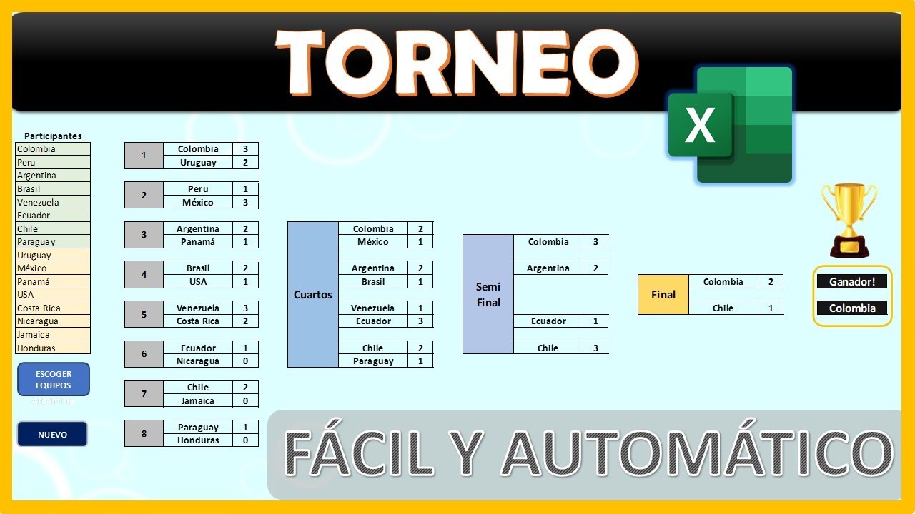 Torneo en Excel  | Fácil y Automático