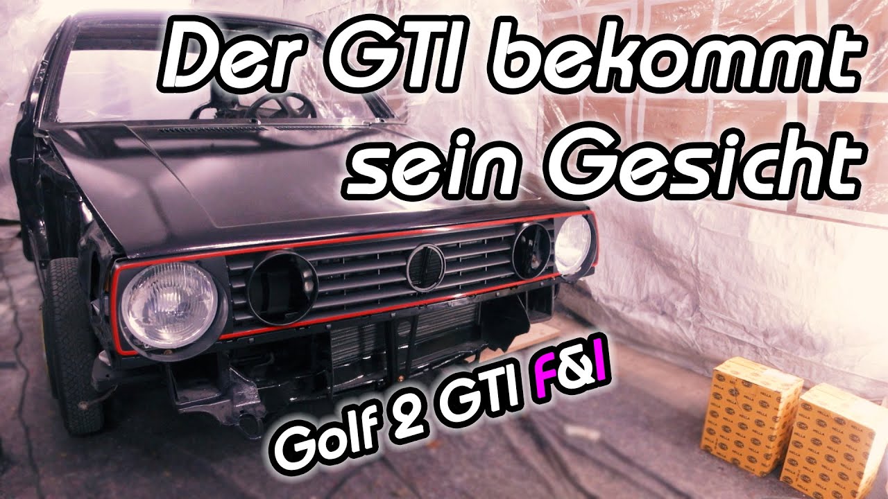 Der Golf 2 GTI bekommt sein Gesicht. Schlossträger und Grill werden verbaut.