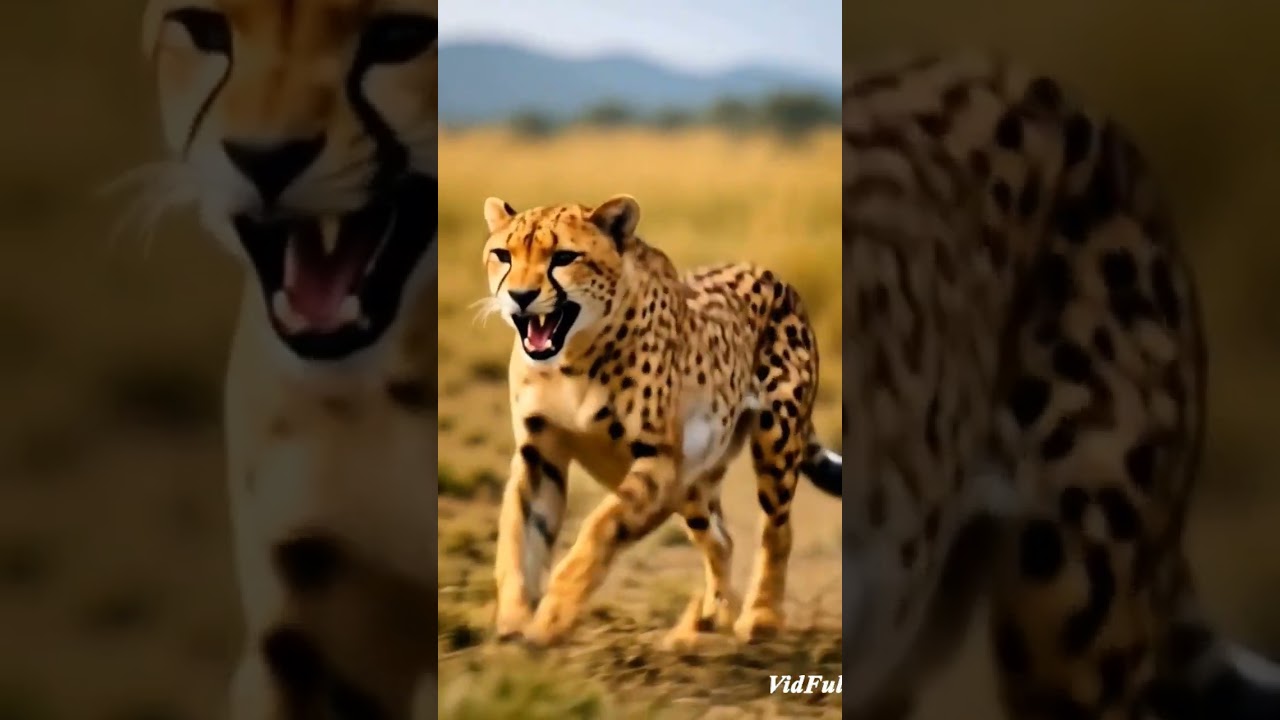 Convert an Iranian cheetah into a tall building in a city