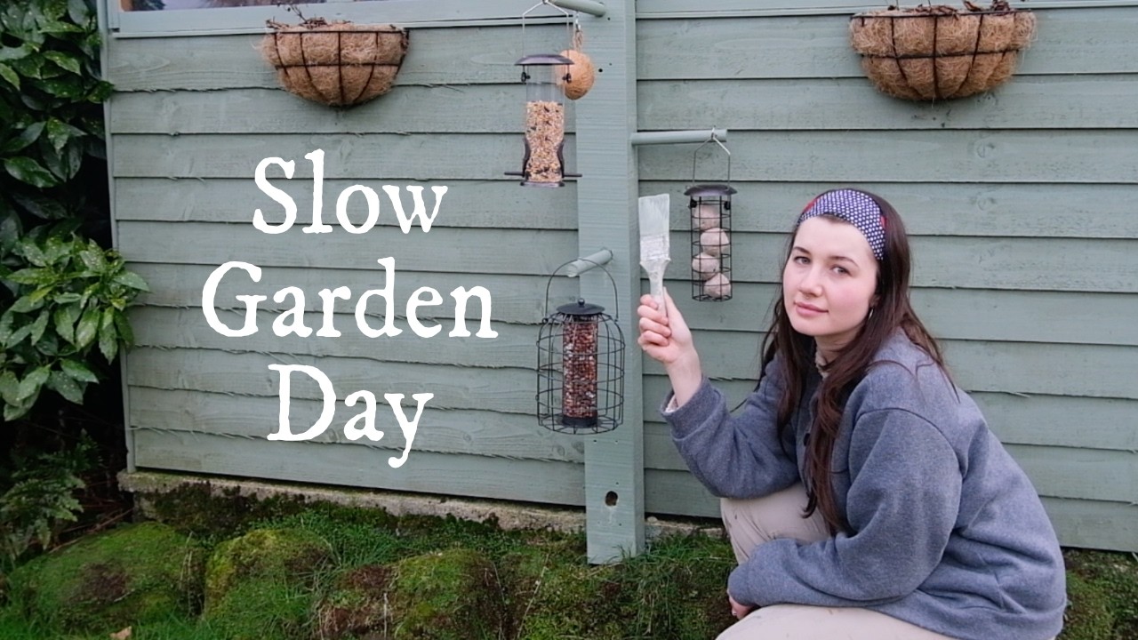 Cottage Garden Vlog -  Planting Raspberries & Painting the DIY Bird Feeder | Countryside Living