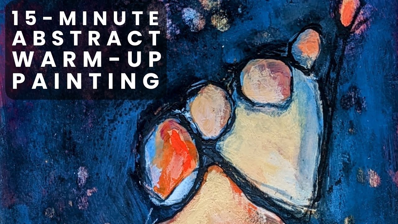 Quick Abstract Warm-up Painting | 15 Minute Time Limit (sped up) | Loose Acrylic Painting