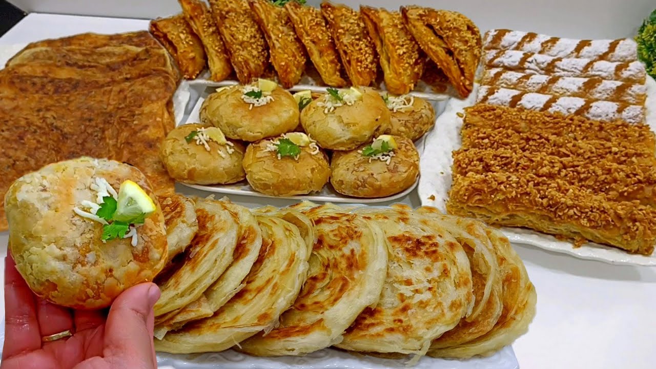 عندك كيلو دقيق❗سجليهم لرمضان بدون اختمار 4أشكال من عجين واحد مالح وحلو بطرق مختصرة مقرمشين بمذاق هبل