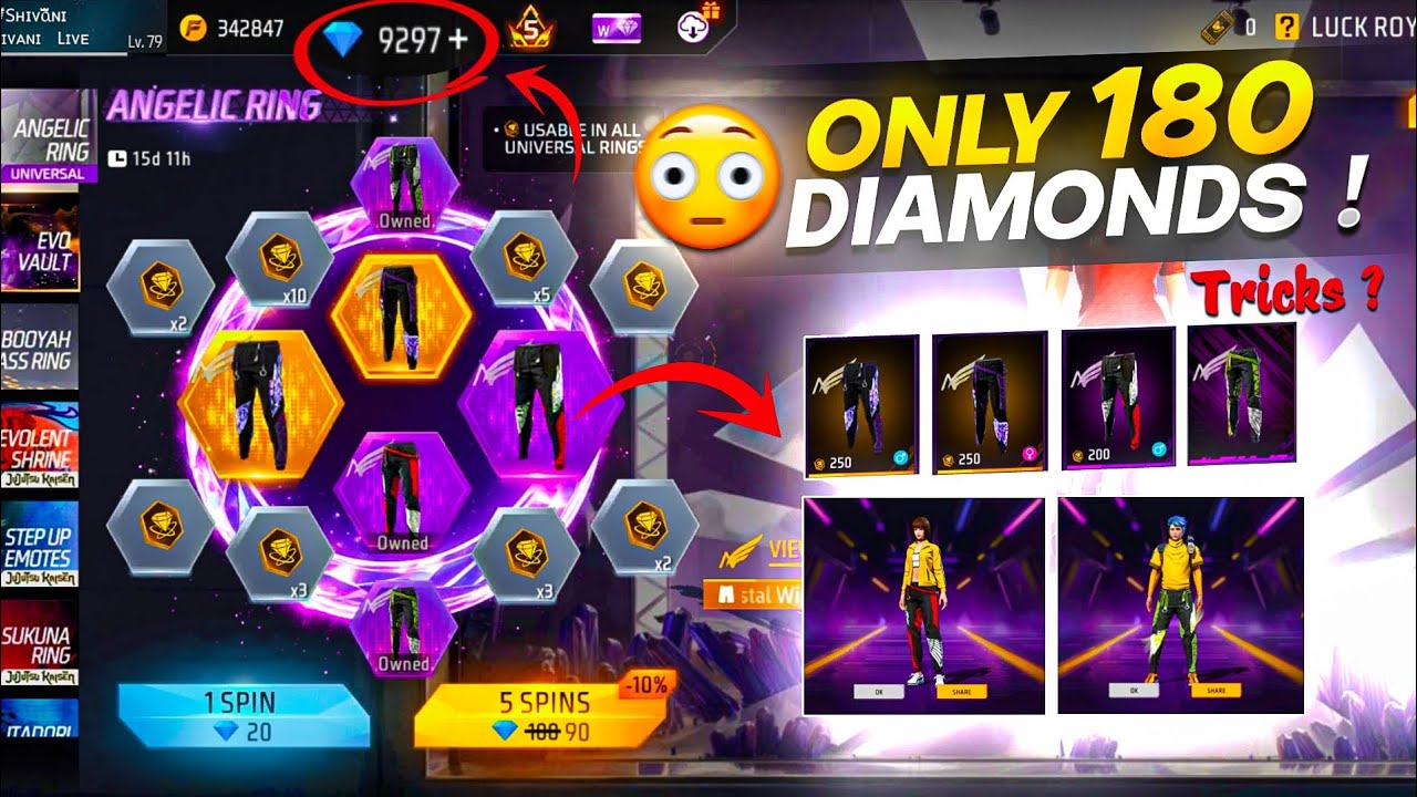 580 DIAMOND ME NIKAL GYI ANGELIC PANT😄😄 #freefire #AngelicPant #freefirespin #lucktest