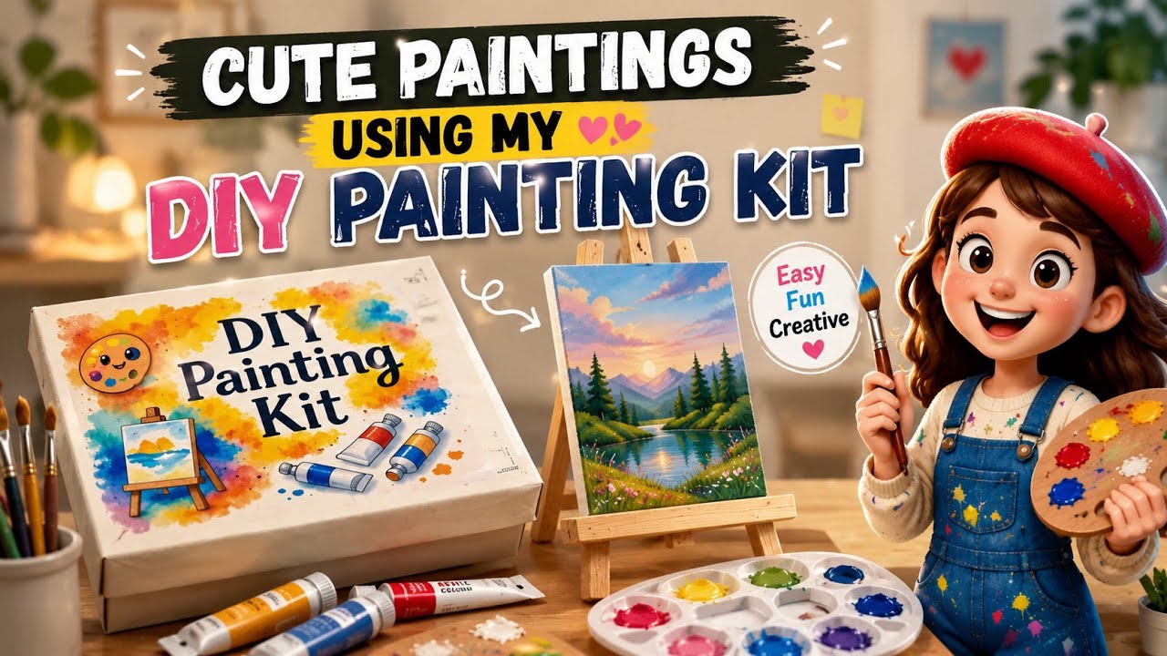 Aesthetic Paintings with My DIY painting Kit 🎨💡 | Budget Art Setup | Shifa Craft  