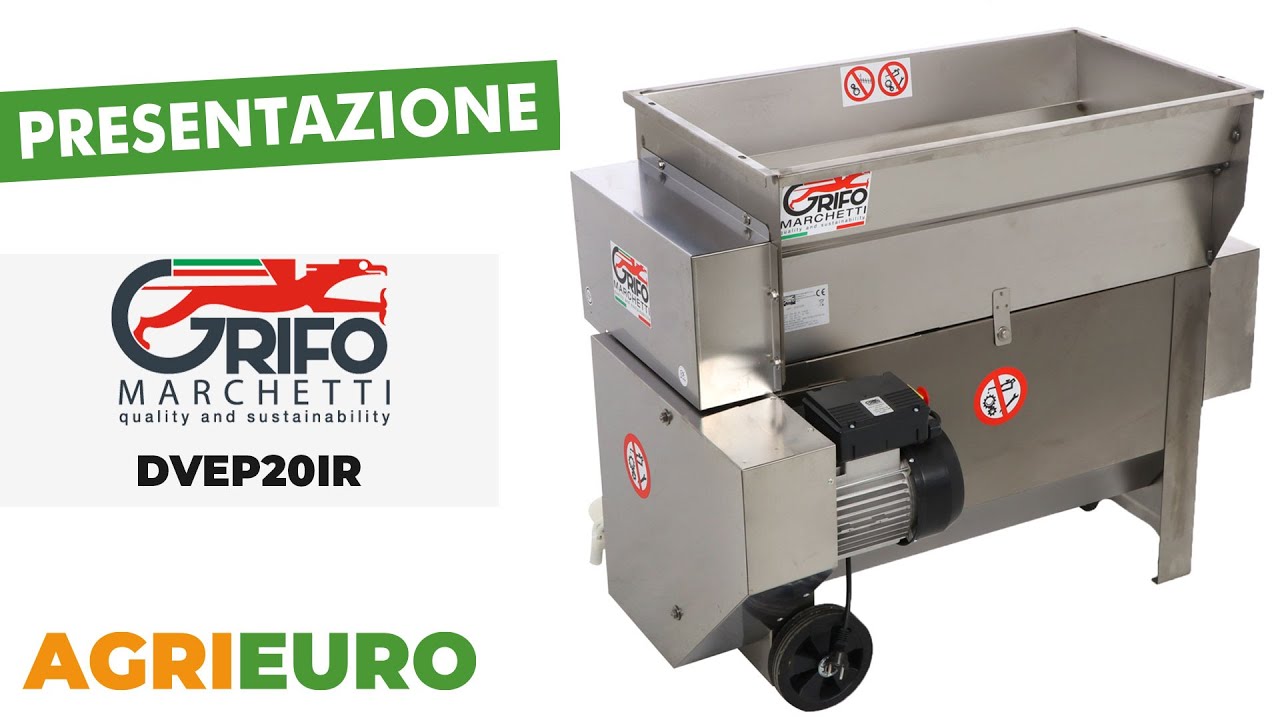 Presentazione della Grifo DVEP20IR - Diraspatrice elettrica in INOX con pompa e rulli