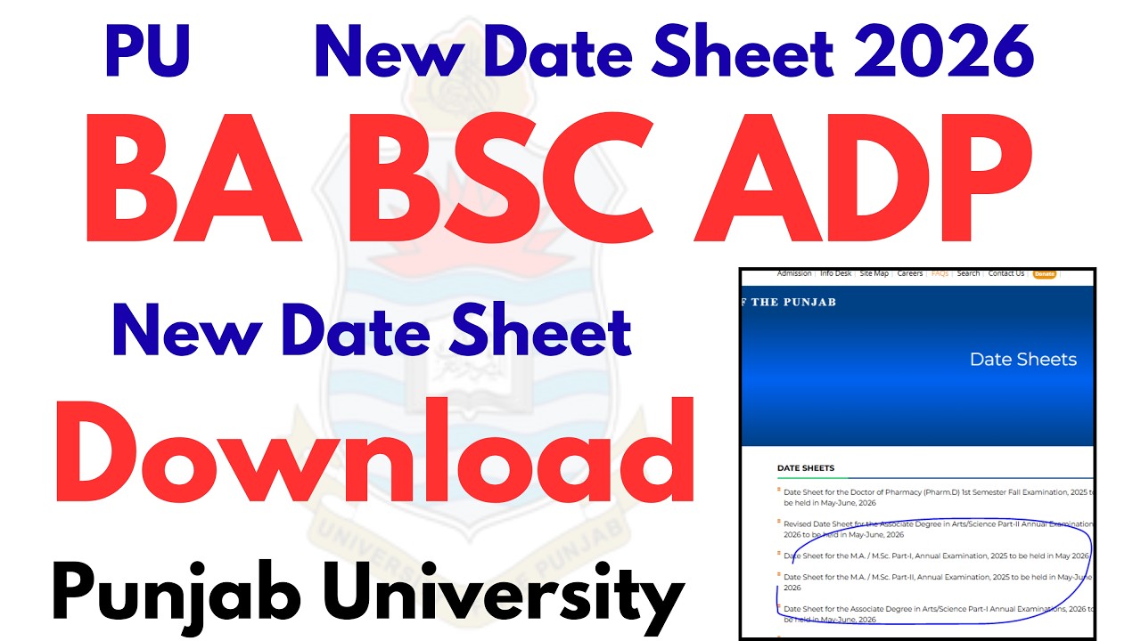 BA BSC ADP Revised New Date Sheet 2026 PU Download | ADP Date Sheet 2026 | BA BSC Date Sheet 2026 PU