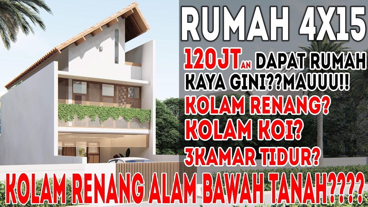 Desain rumah 4x15 3kamar tidur, 2 lantai?kolam renang?