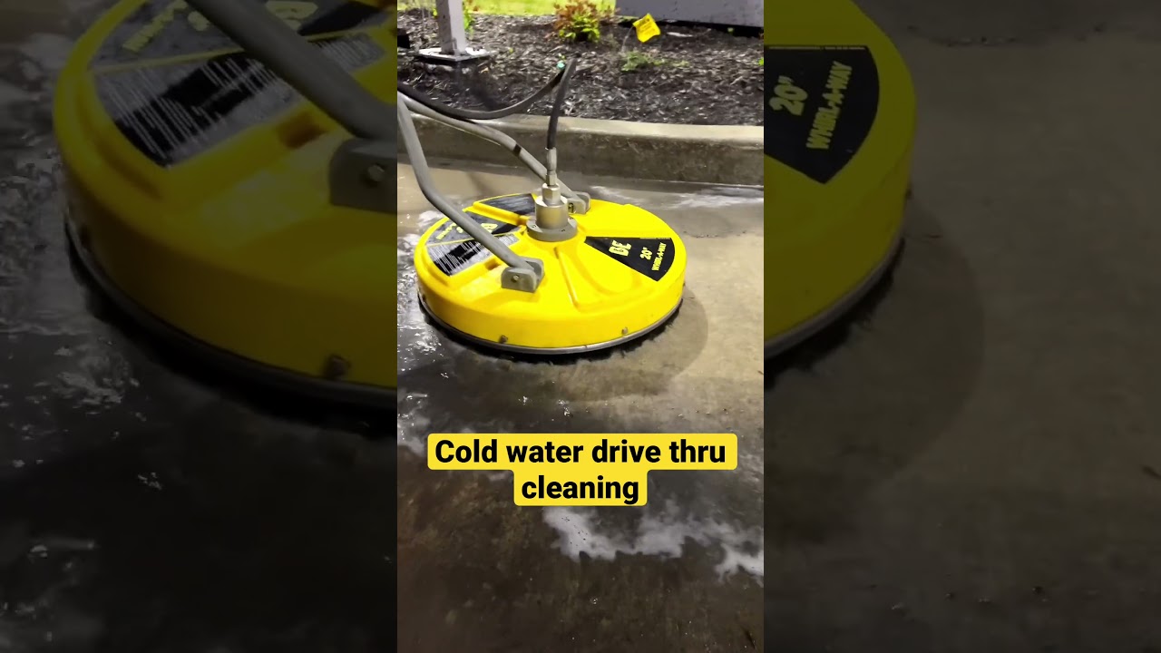 How to Clean drive thru with cold water and degreaser #pressurewashing #4gpm #degreaser