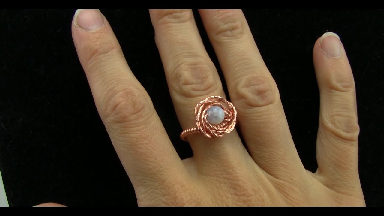 Beginner Flower Ring With Gemstone Bead Wire Wrap Tutorial