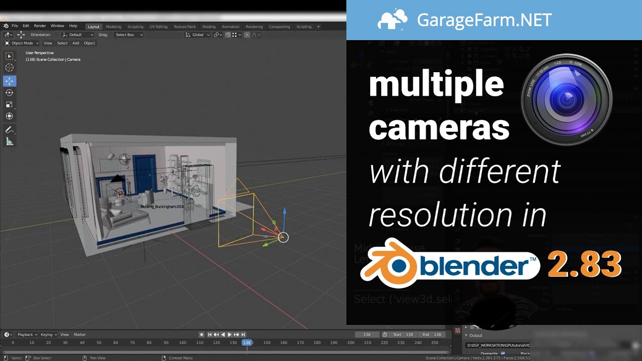 How to set up multiple cameras with different resolutions in Blender 2.83