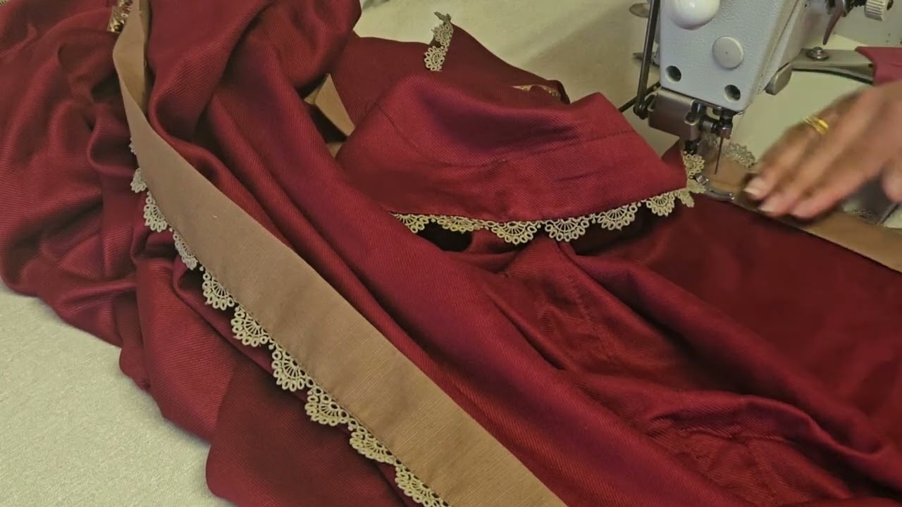lace attaching with palta on winter shawl