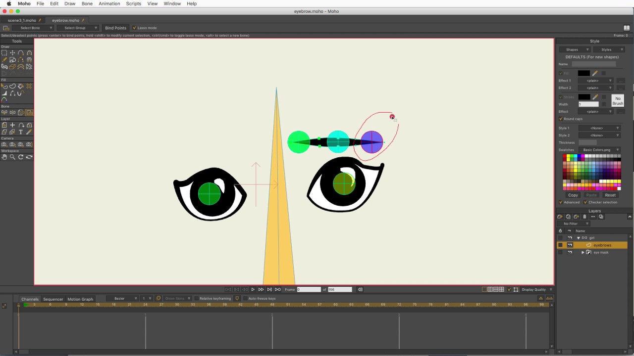 Moho 12: Using Pin Bones for Eyebrows