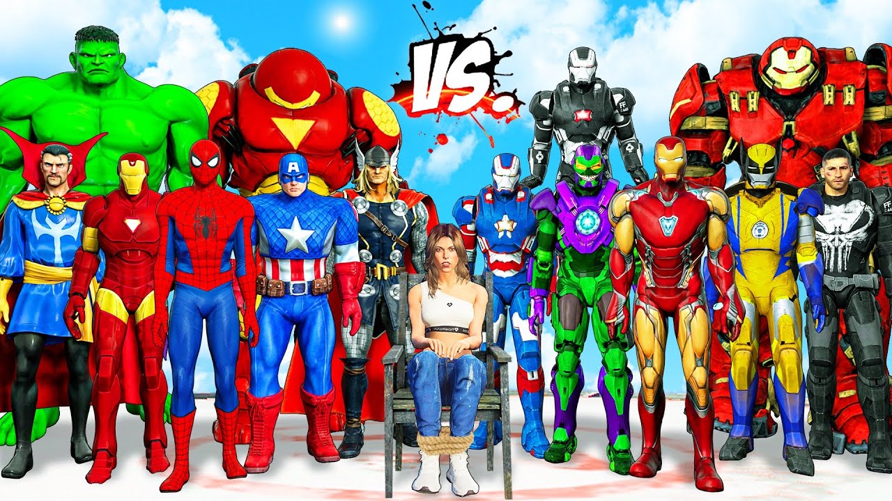 THE AVENGERS COMIC Fight Against TEAM IRON MAN Rescue Lara Croft - EPIC SUPERHEROES WAR