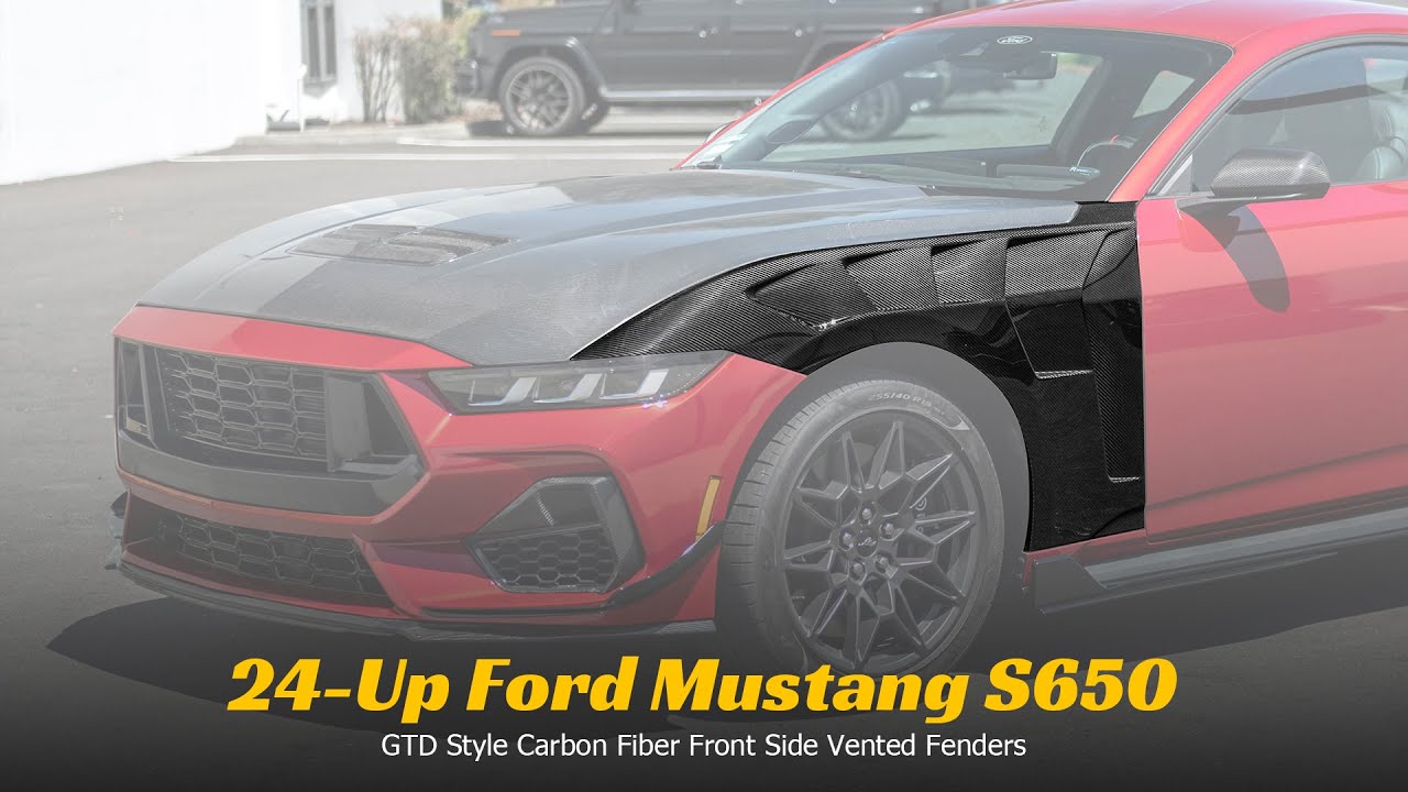 Extreme Online Store For 2024-Up Ford Mustang GTD Style Carbon Fiber Front Side Vented Fender Pair