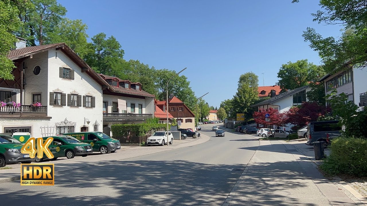 Sunny Morning Walk Exploring Höllriegelskreuth and Grünwald - Munich, Germany 4K HDR