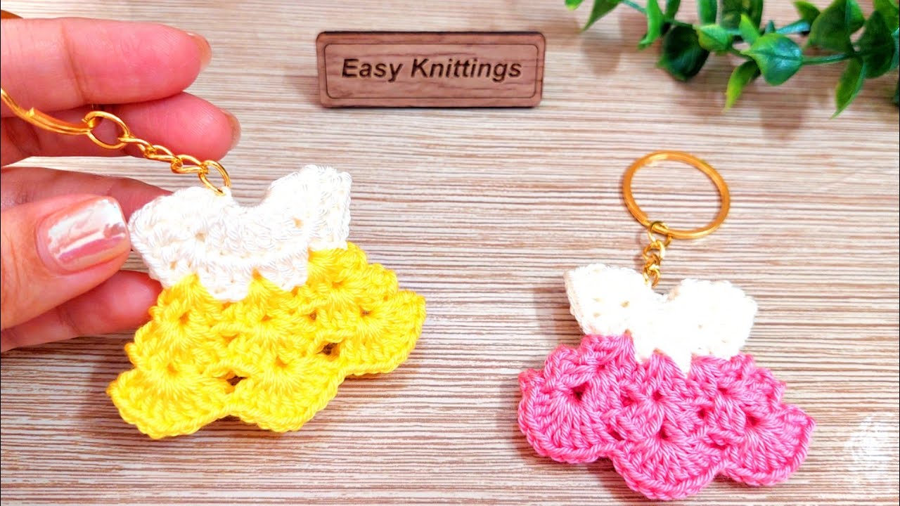 Make This Adorable Tiny Crochet Dress Keychain in Under 20 Minutes! 🧶✨
