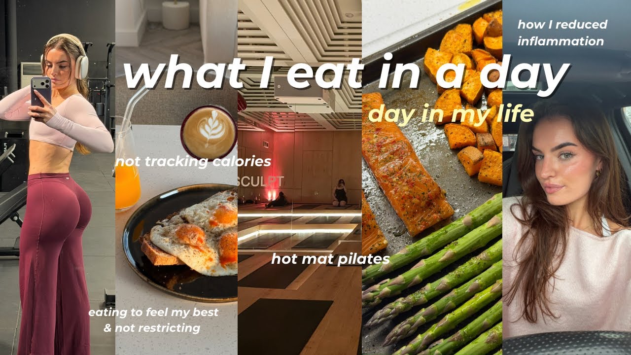 WHAT I EAT IN A DAY | daily vlog, how I reduced inflammation, eating intuitively & hot Pilates class