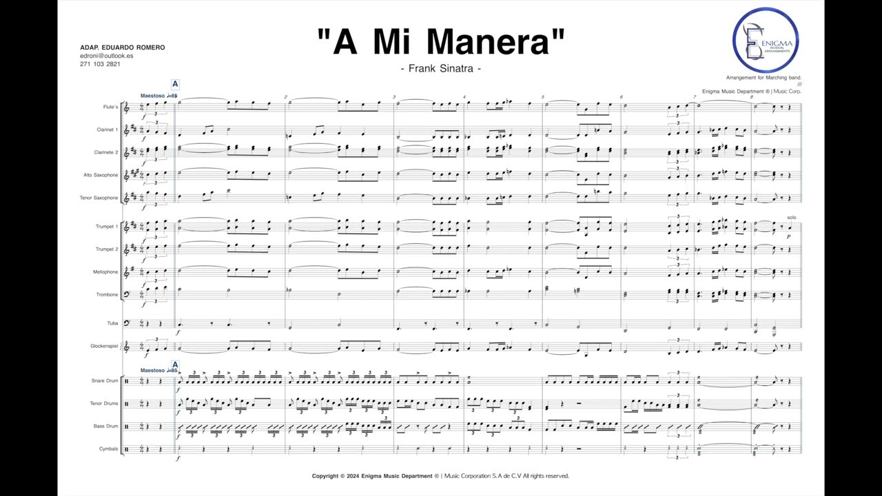 A Mi Manera (My Way) | FRANK SINATRA | Arreglo para Marching band.