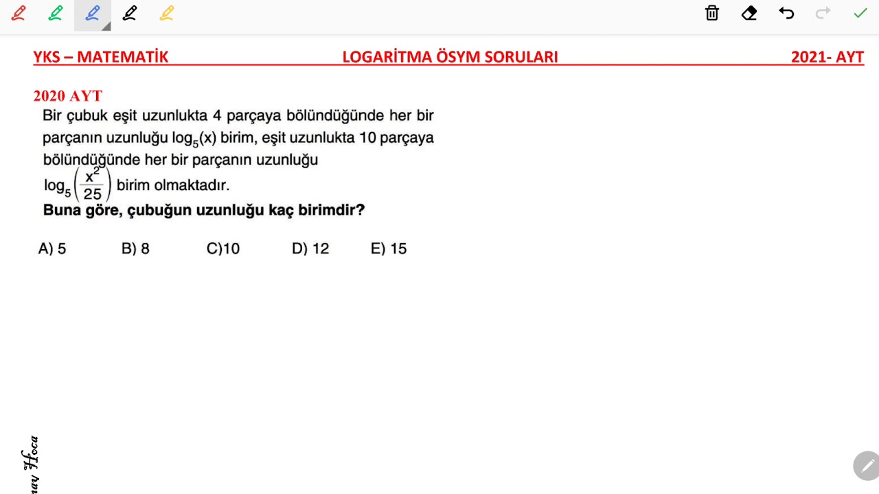 Logaritma konusu 2020 AYT sorusu