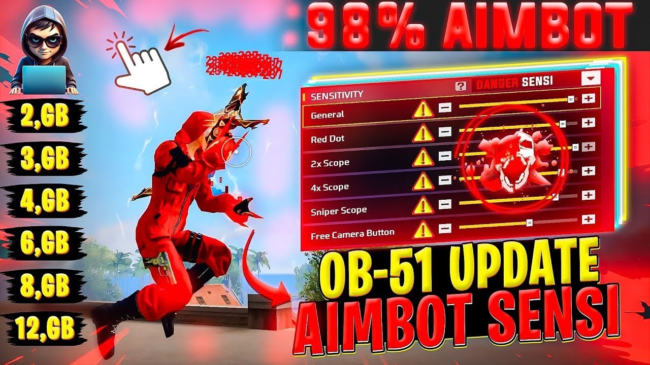OB51 Best Sensitivity 💀 Setting For Headshot After Update⚙️ 2GB - 3GB - 4GB - 6GB - 8GB RAM | FF 