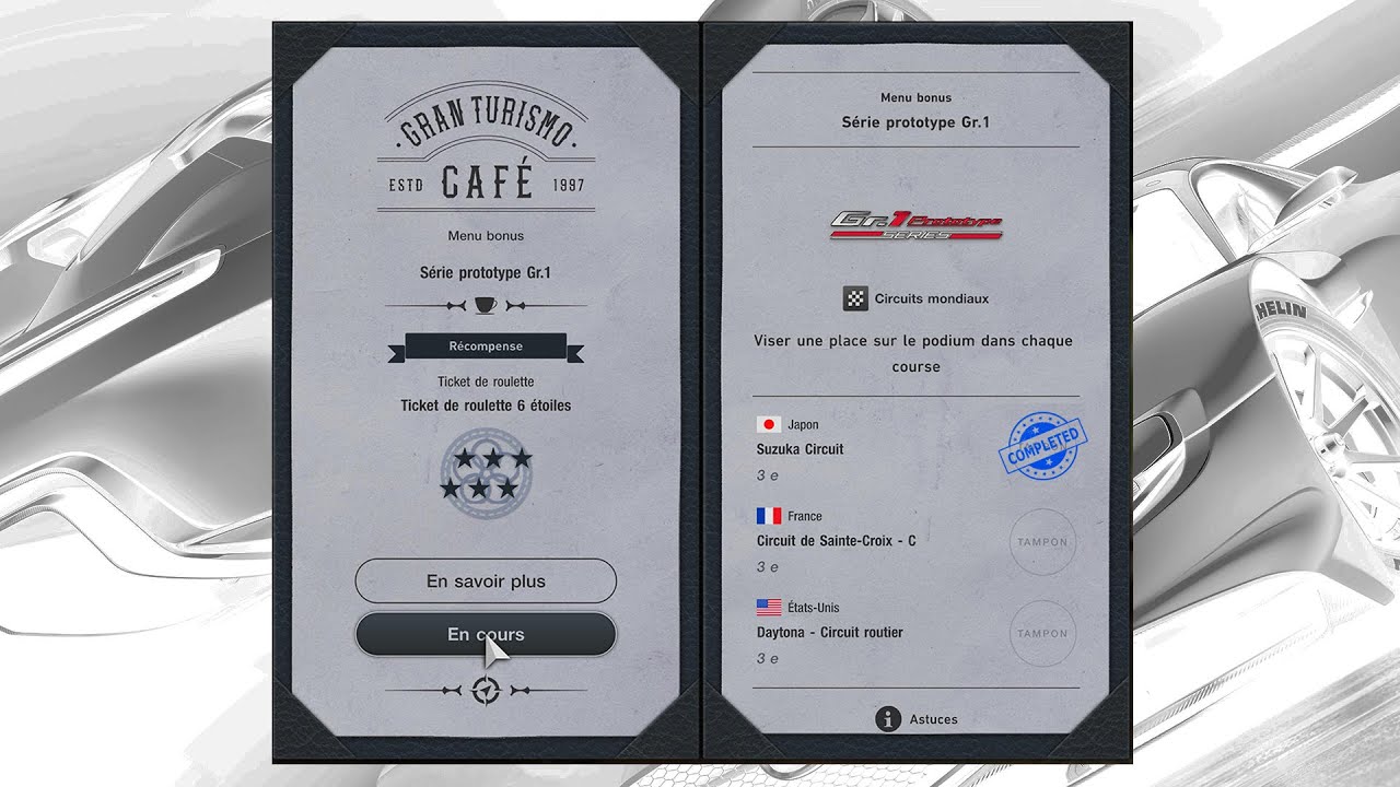 Livre de Menu Bonus n°42 - Gr.1 prototype series - @ Suzuka