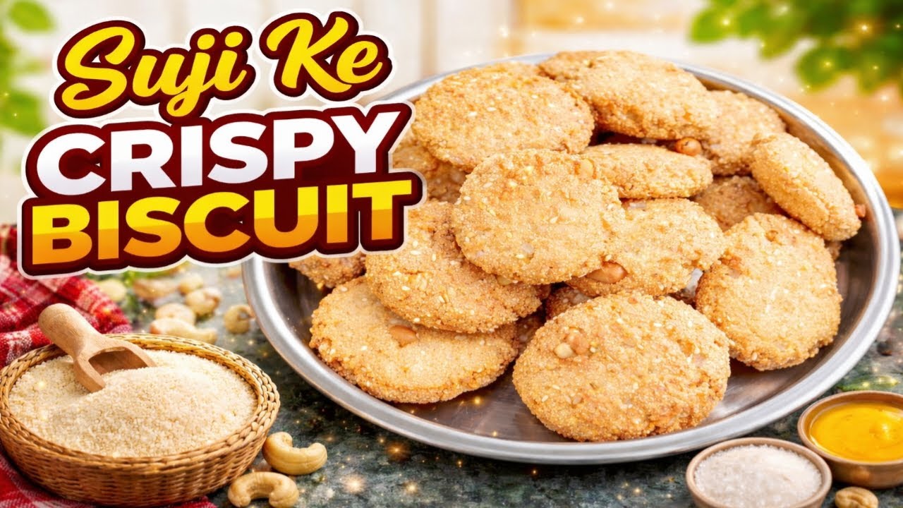 Crispy Suji Biscuit Recipe | Eggless Suji Biscuit | Market Jaisa Crispy Biscuit Ghar Par Banaye