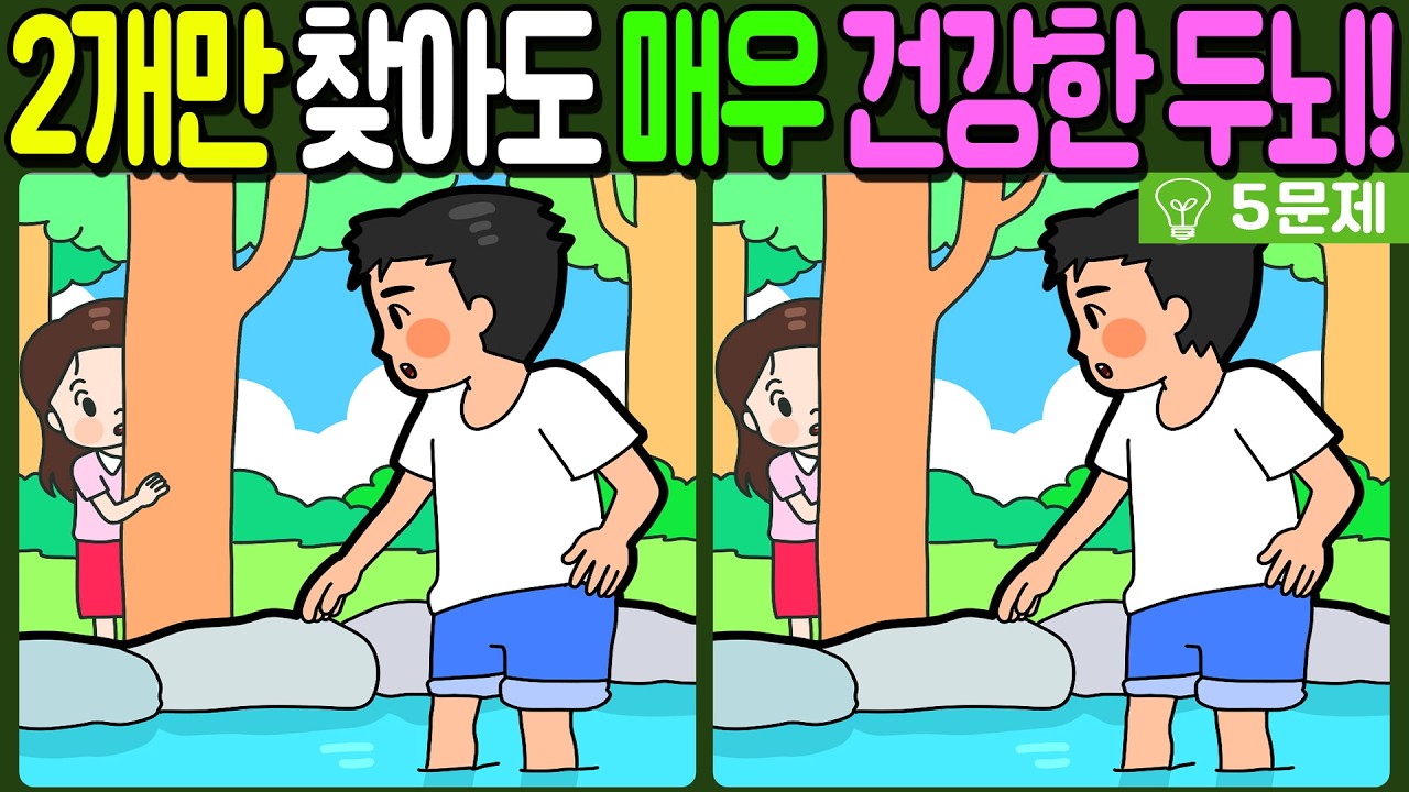 【다른그림찾기/치매예방】🔥차이점 3개 중 2개만 찾아도 초특급 두뇌!【 find difference / 두뇌운동/3개 찾기/5문제/#1169】