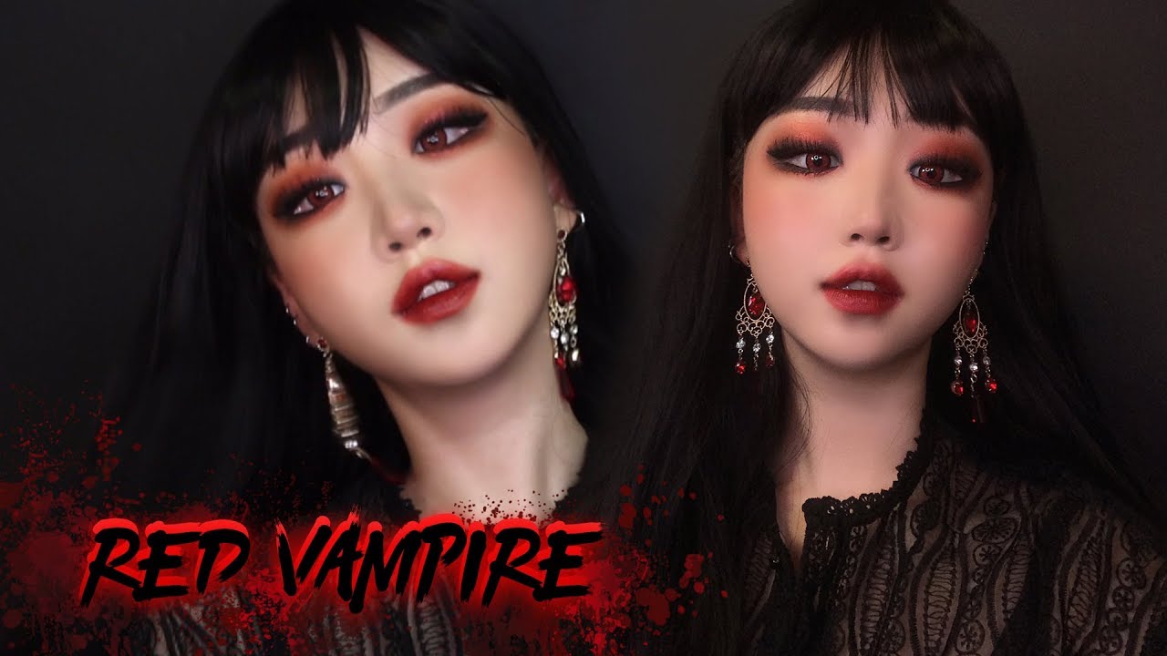 Красный вампир Хэллоуин макияж❤️🦇💀