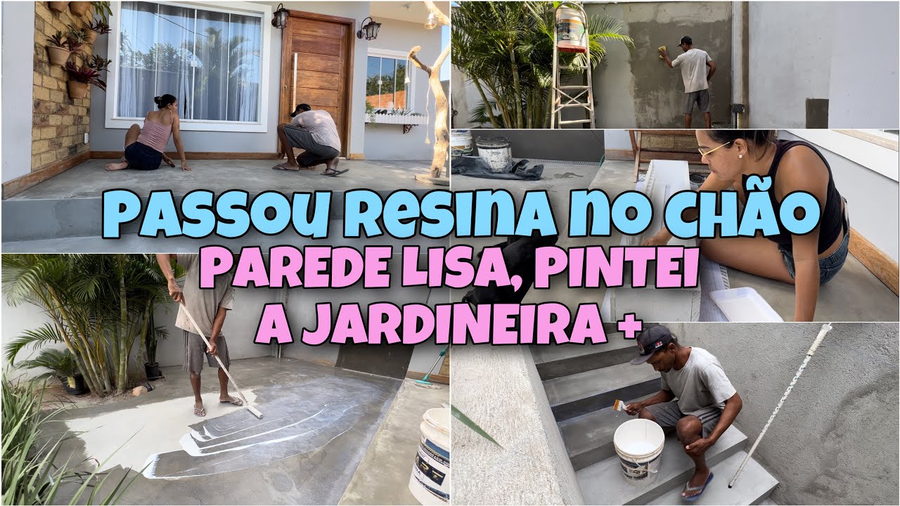 IMPERMEABILIZANDO O PISO DE CIMENTO | ACABAMENTO NA PAREDE | MANUTENÇÃO NA JARDINEIRA #diariodeobra
