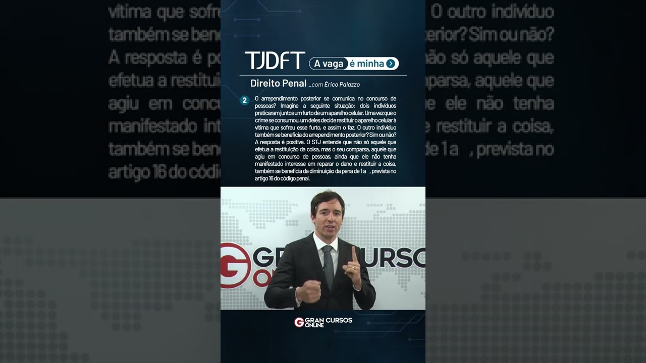 TJDFT em 1 Minuto - Direito Penal  #2 #Shorts #TJDFT #ConcursoTJDFT