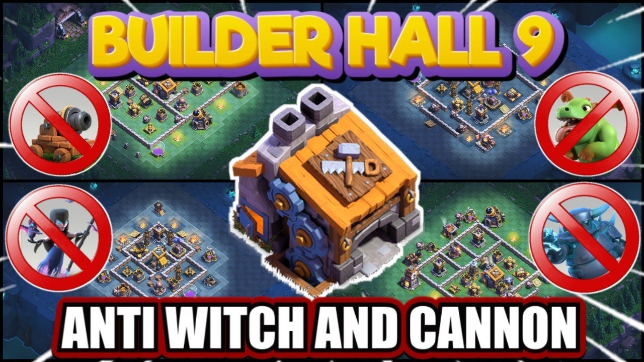BEST-10 BUILDER HALL 9 BASE WITH LINK + REPLAY || BH9 ANTI-WITCH AND CANNON || BH9 BASE 2025