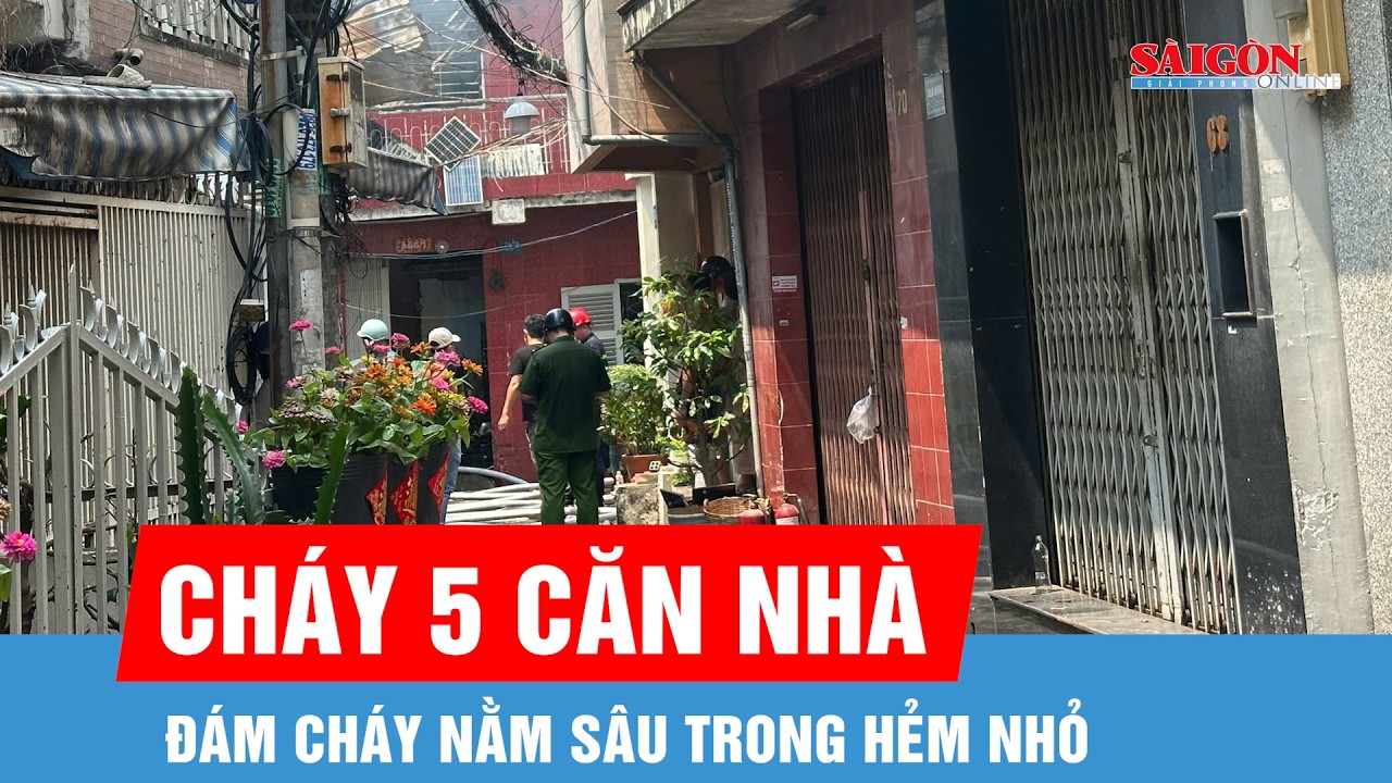 Cháy 5 căn nhà liền kề trên đường Thái Phiên, phường Minh Phụng