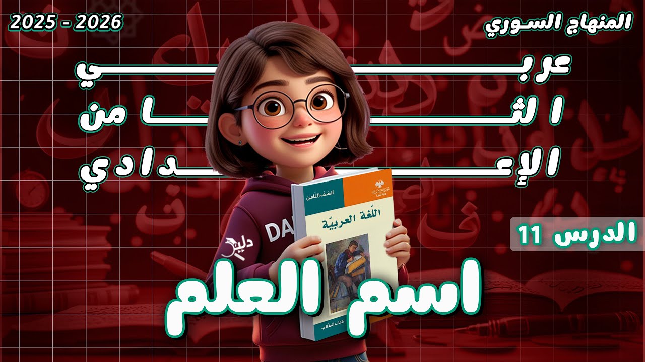 قواعد النحو: اسم العَلَم | الأنواع والأقسام | الدرس 11 | اللغة العربية الصف الثامن المنهاج السوري
