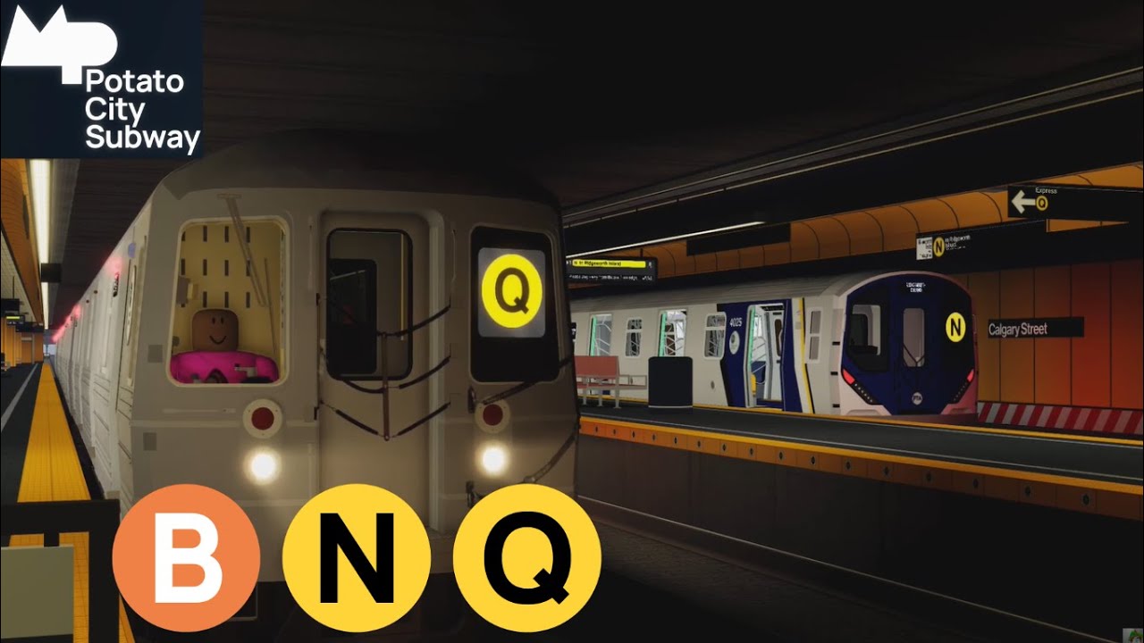 Roblox PTA Subway - WPT Callaghan/PID 5 Avenue Lines Action At Calgary/Halsey Street | (B), (N), (Q)