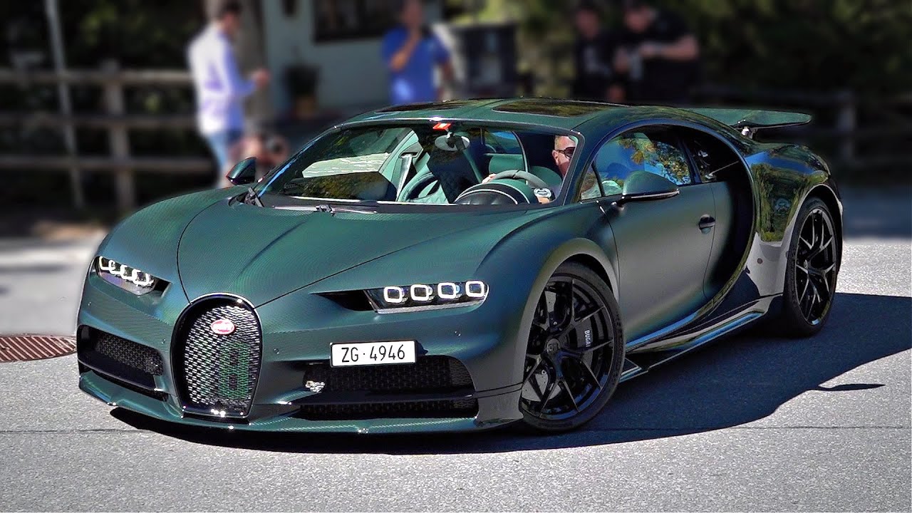 GREEN-Carbon 2020 Bugatti Chiron Sport Launch Control Accelerations & Quad-Turbo Exhaust Sounds!