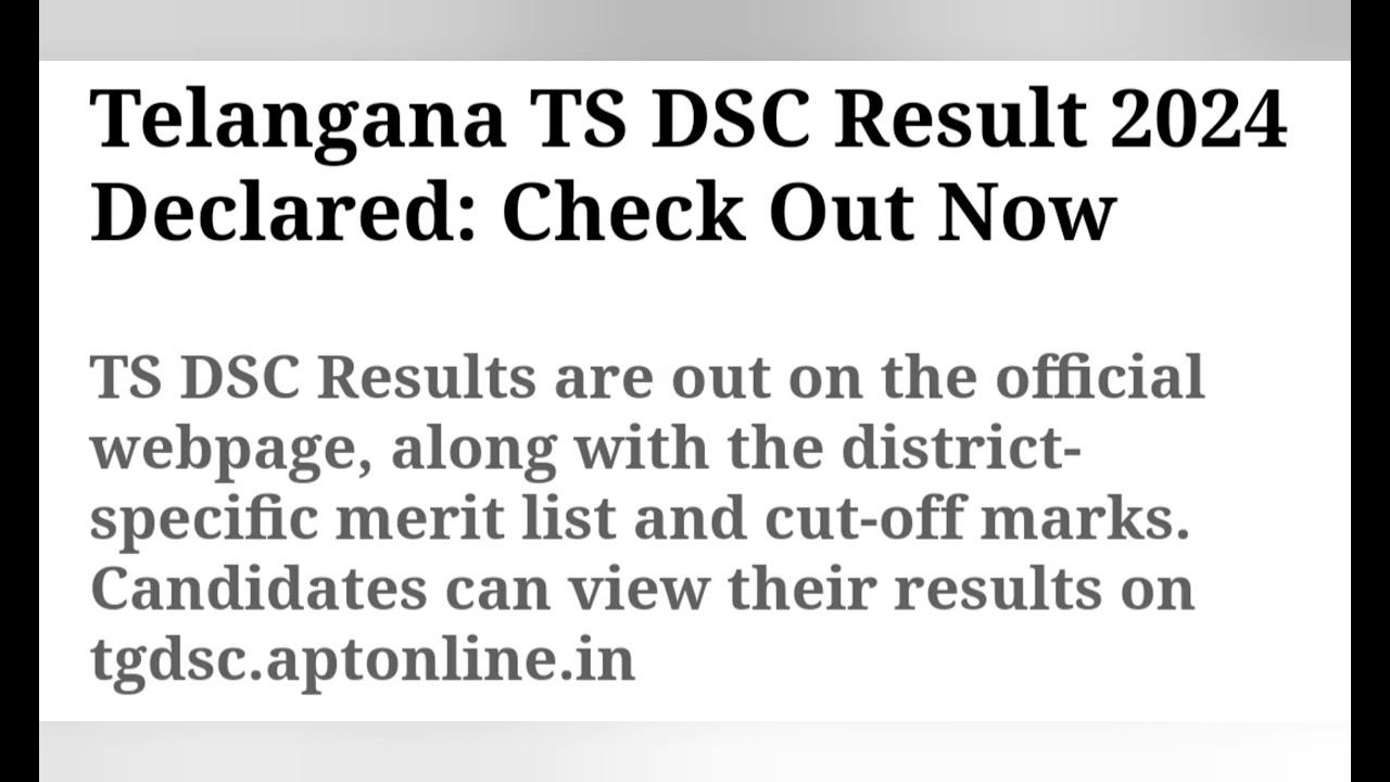 Telangana DSC result #dsc #telangana #2024 #teacher @histudio714