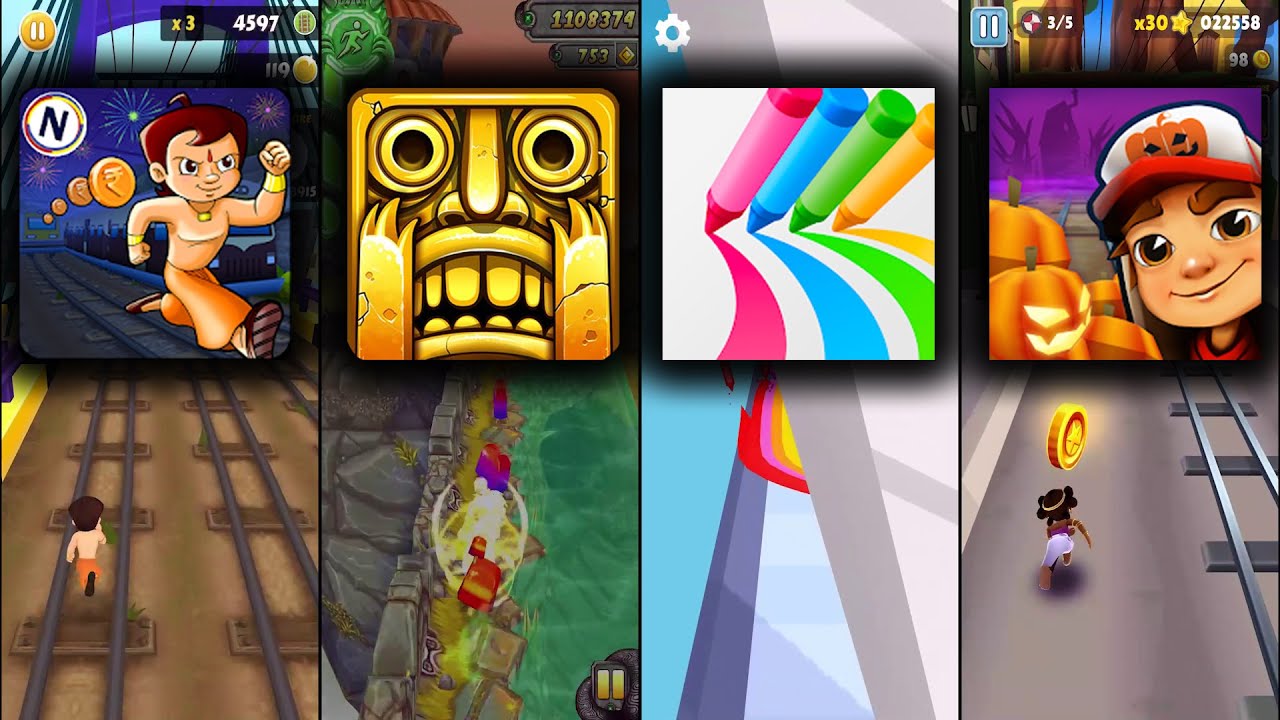 Bheem Rush Vs Temple Run 2 Sky Summit Vs Pencil Rush 3D Vs Subway Surfers Copenhagen - #190621
