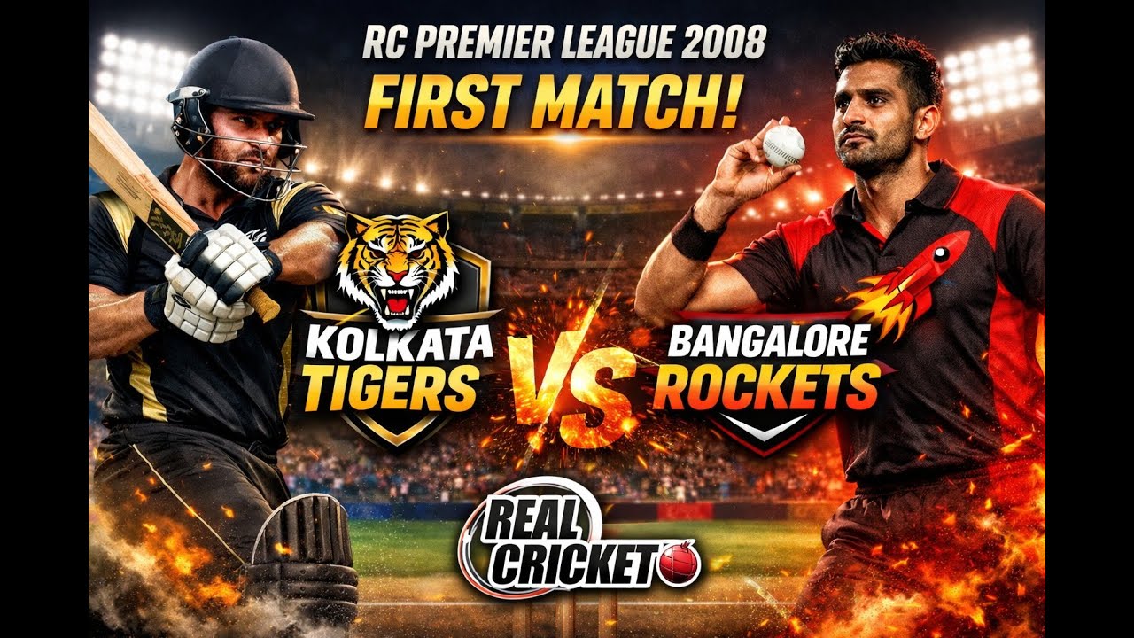RC Premier League 2008 First Match 🔥 Kolkata Tigers vs Bangalore Rockets | Real Cricket