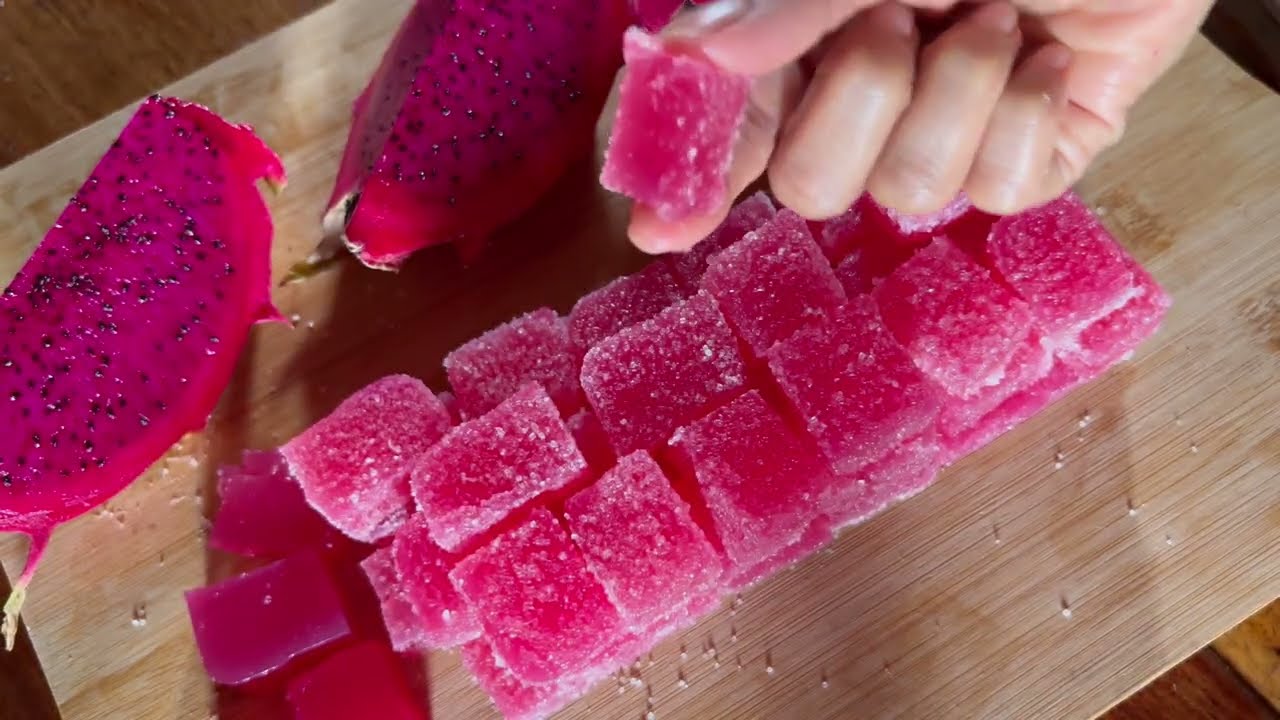 Cách Làm Kẹo Dẻo THẠCH THANH LONG ĐỎ ĐẸP MẮT Tại Nhà, không cần gelatin và bột rau câu