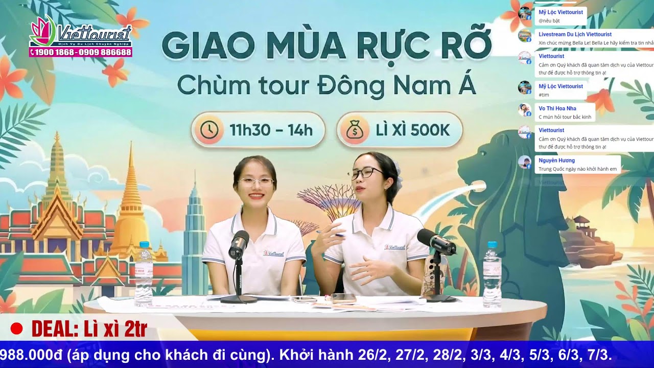 🔴 [LIVE NOW 25/2] - TỪ 11H30 ĐẾN 14H KHUYẾN MÃI TOUR TẾT NGUYÊN ĐÁN SIÊU HOT