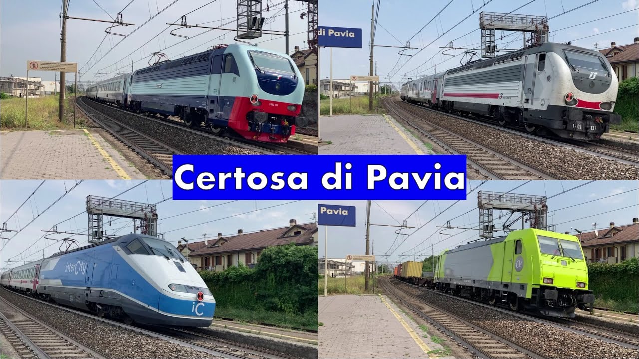 Treni nella piccola stazione di CERTOSA DI PAVIA!