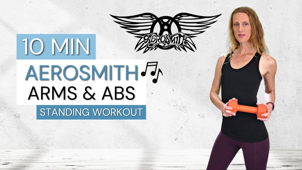 10 Min AEROSMITH 🎵 STANDING ARMS & ABS Dumbbell Workout at Home
