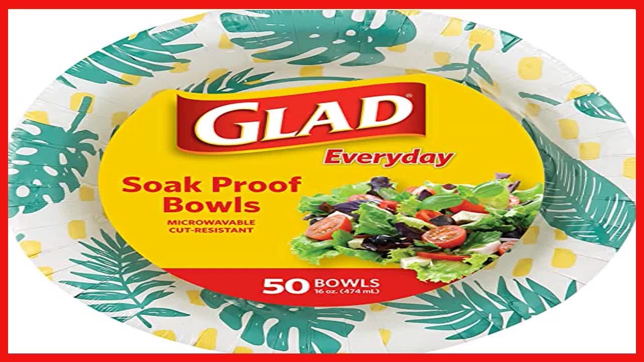 Quality product -  Glad Disposable Heavy Duty Cut Resistant Microwave Safe Paper Bowls with Palm Lea