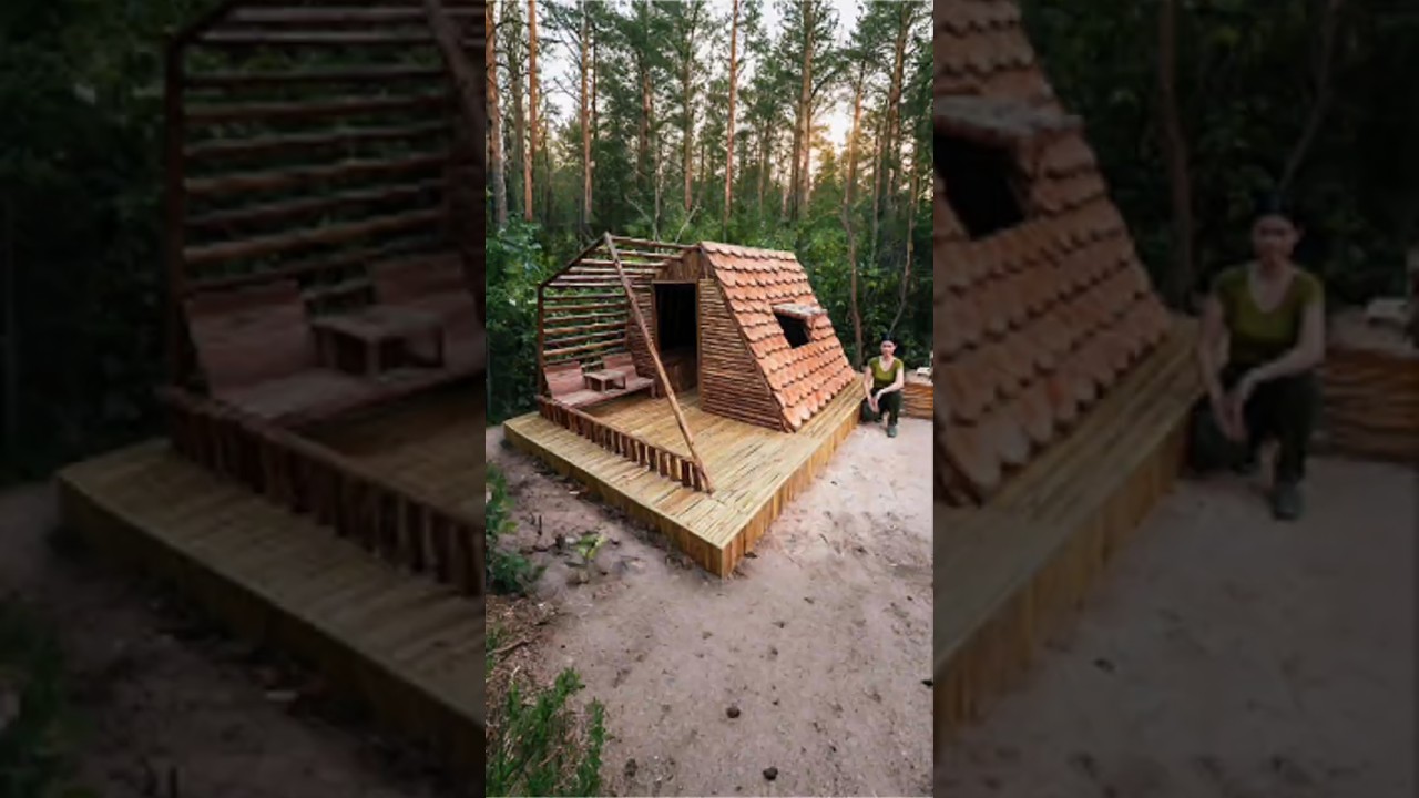 Building a Rustic Log Cabin in the Woods | Complete Off-Grid Shelter #bushcraft #build