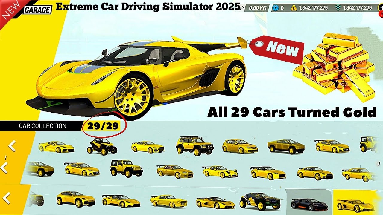 All 29 CARS Turned Into Gold In Extreme Car Driving Simulator In Just 4 Minutes!! Prt 2!! 🤯😱💥