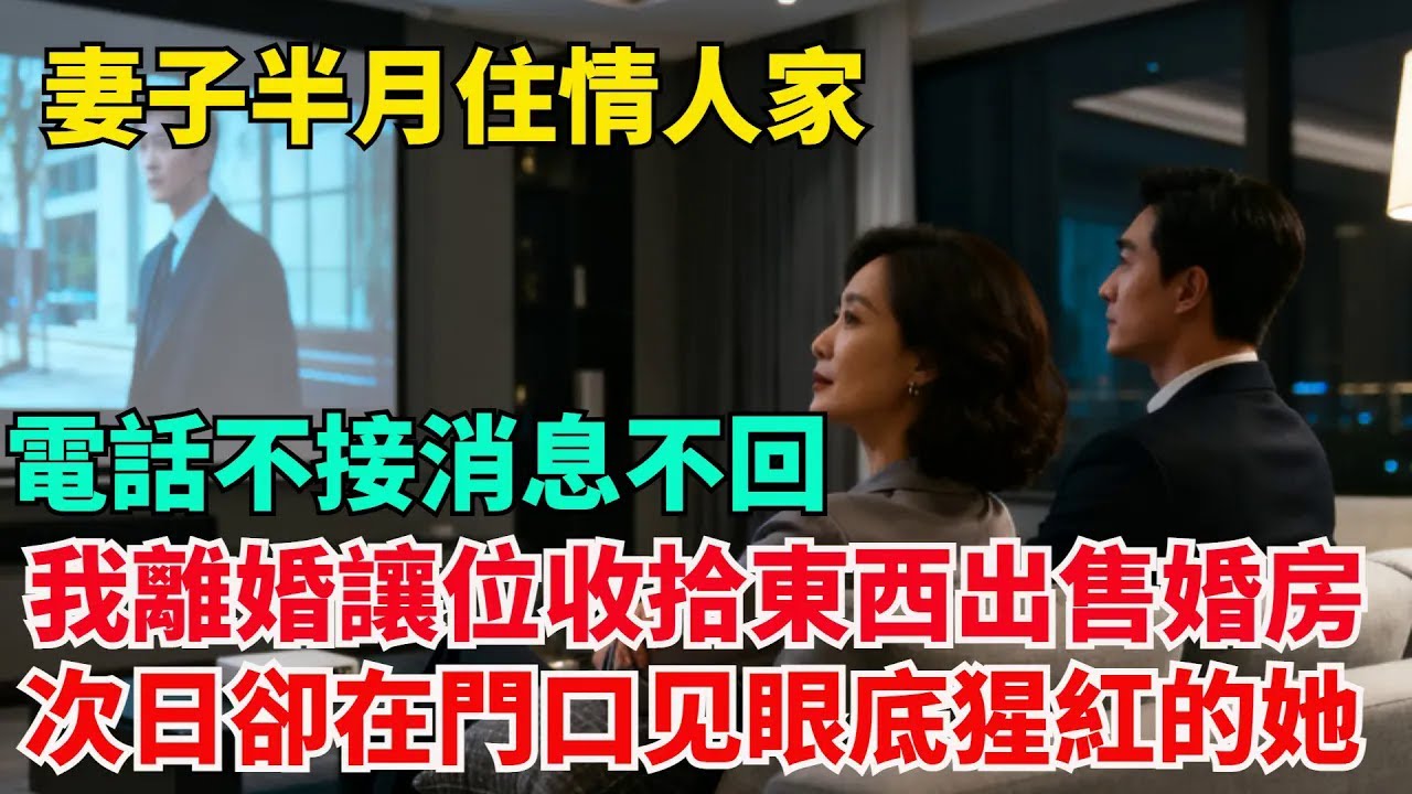 妻子半月住情人家，電話不接消息不回，我只好平靜辦離婚讓位，收拾東西出售婚房，可次日卻在門口眼底猩紅的她【清風與你】#激情故事#大彬情感#夢雅故事#小說#爽文