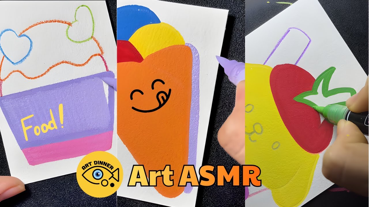 ASMR food 2🌈🎧| ART DINNER  #satisfying  #asmrsounds #coloringrainbow #relaxing